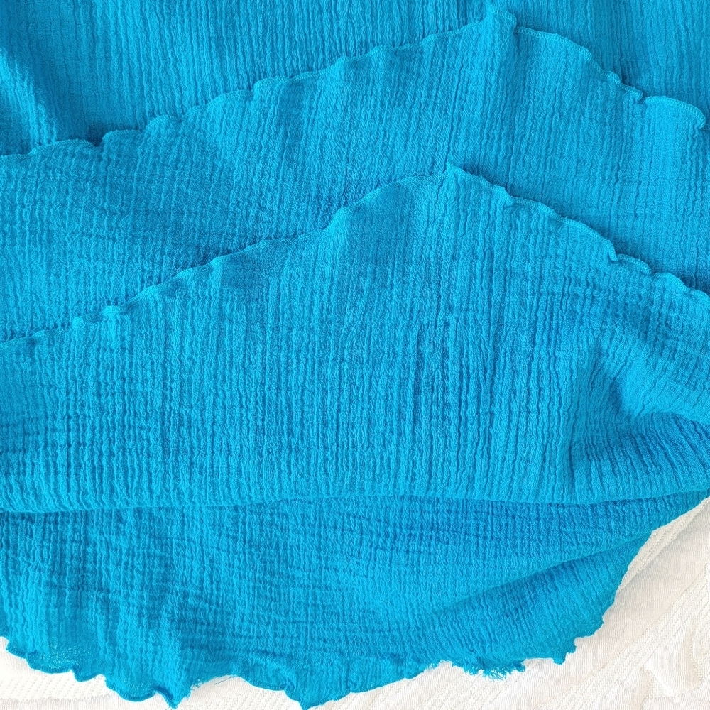Soft Surroundings Siesta Key Layered Tunic Bright Blue Lettuce Hem Large - Picture 6 of 10